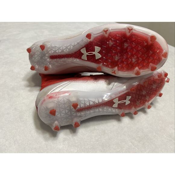 Under Armour Football Cleats Mens Size 11 Red White Highlight MC Lacrosse Lace - Picture 8 of 9
